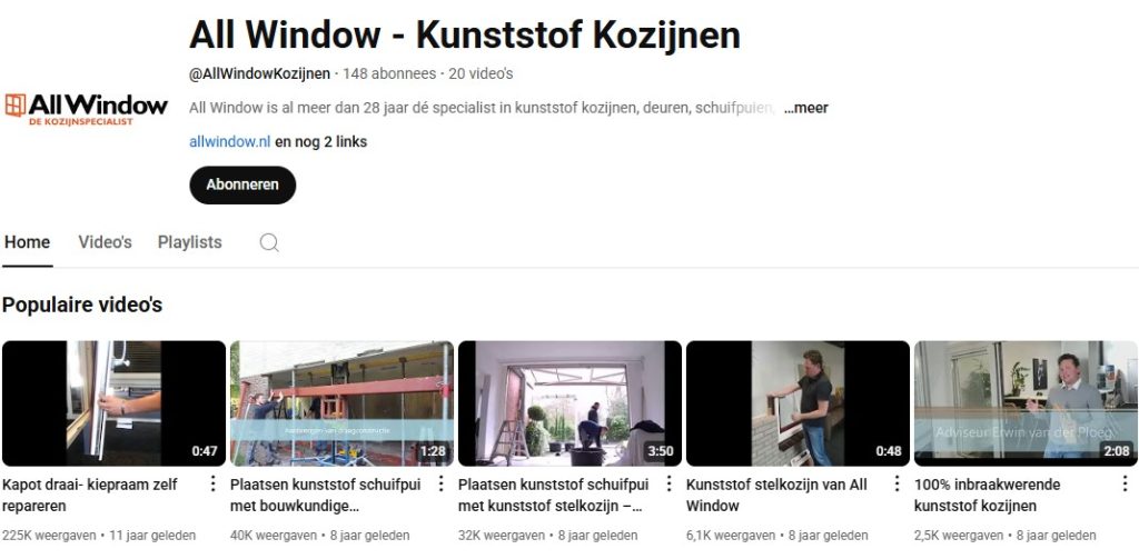 All Window video's op ons YouTube kanaal